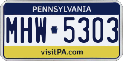PA license plate MHW5303