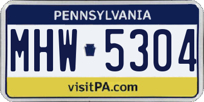 PA license plate MHW5304