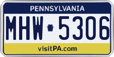 PA license plate MHW5306