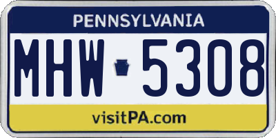 PA license plate MHW5308
