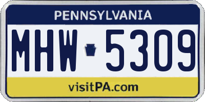 PA license plate MHW5309