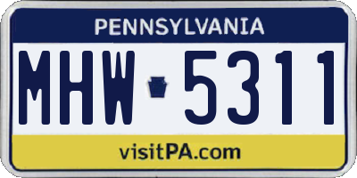 PA license plate MHW5311