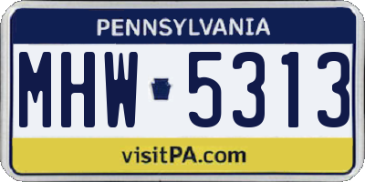 PA license plate MHW5313
