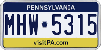 PA license plate MHW5315