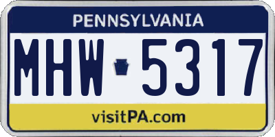 PA license plate MHW5317