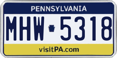 PA license plate MHW5318