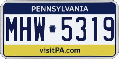 PA license plate MHW5319