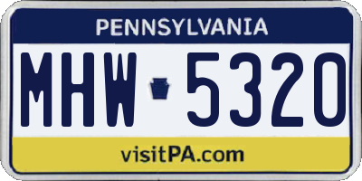 PA license plate MHW5320