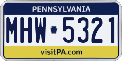 PA license plate MHW5321