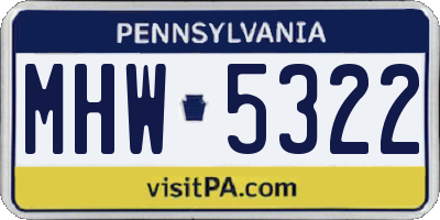 PA license plate MHW5322