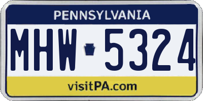 PA license plate MHW5324