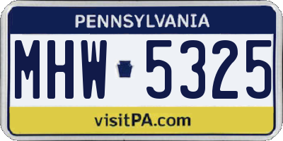 PA license plate MHW5325