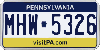 PA license plate MHW5326