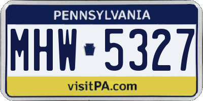 PA license plate MHW5327