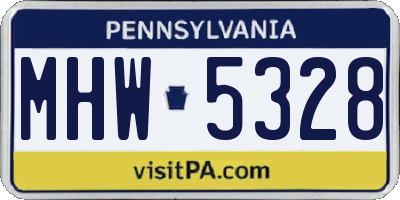 PA license plate MHW5328