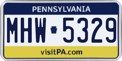 PA license plate MHW5329