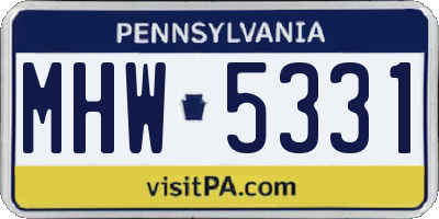 PA license plate MHW5331
