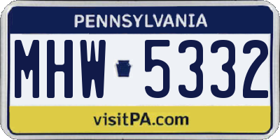 PA license plate MHW5332