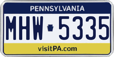 PA license plate MHW5335