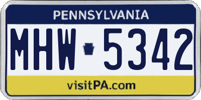 PA license plate MHW5342