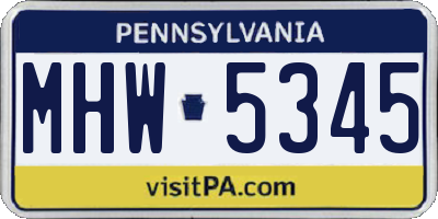PA license plate MHW5345