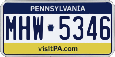 PA license plate MHW5346