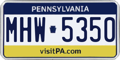 PA license plate MHW5350