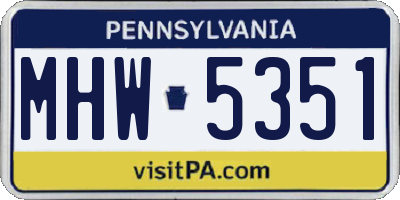 PA license plate MHW5351