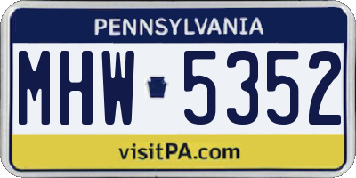 PA license plate MHW5352