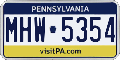 PA license plate MHW5354