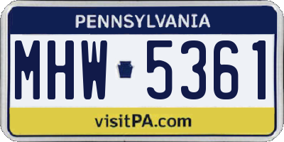 PA license plate MHW5361