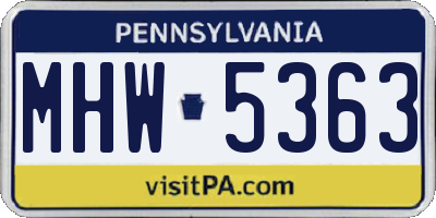 PA license plate MHW5363