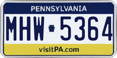 PA license plate MHW5364