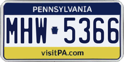 PA license plate MHW5366
