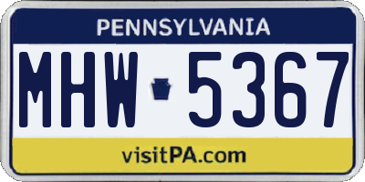 PA license plate MHW5367