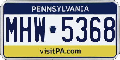 PA license plate MHW5368