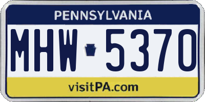 PA license plate MHW5370