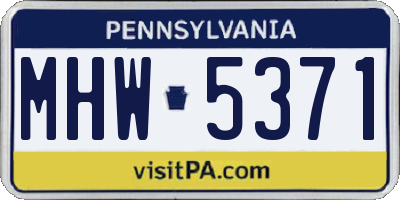 PA license plate MHW5371