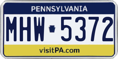 PA license plate MHW5372