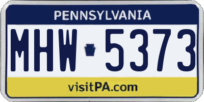 PA license plate MHW5373
