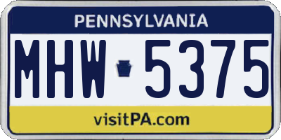 PA license plate MHW5375