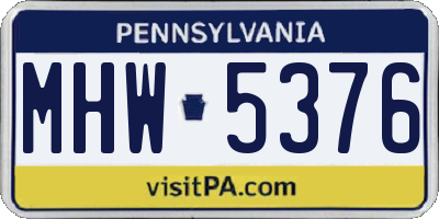 PA license plate MHW5376