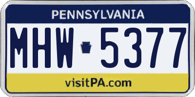 PA license plate MHW5377
