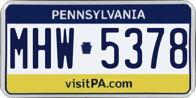 PA license plate MHW5378