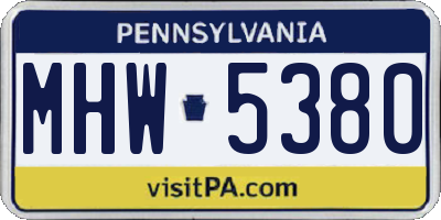 PA license plate MHW5380