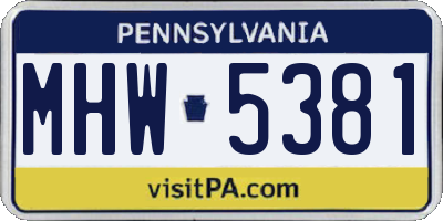 PA license plate MHW5381