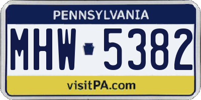 PA license plate MHW5382