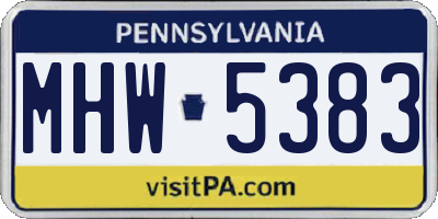 PA license plate MHW5383