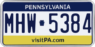 PA license plate MHW5384