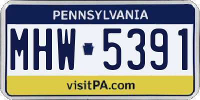 PA license plate MHW5391
